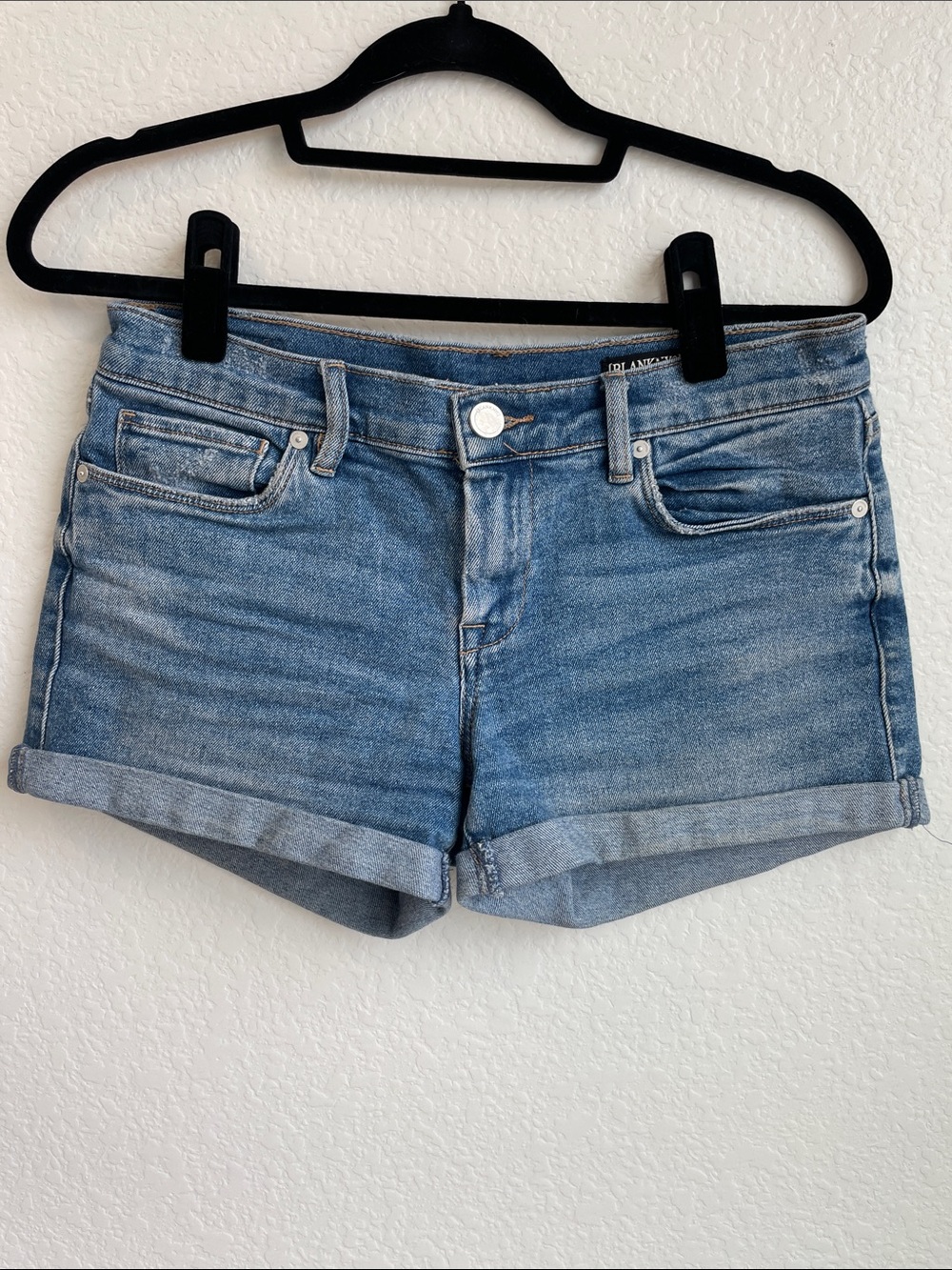 Blank NYC • The Fulton, Light Blue Rolled Hem Denim Shorts • 26